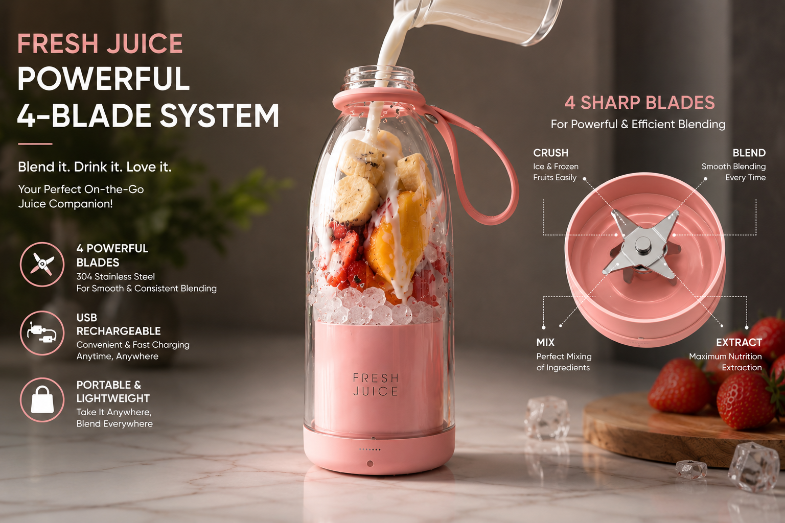 Portable Mini Blender for Fresh Juice