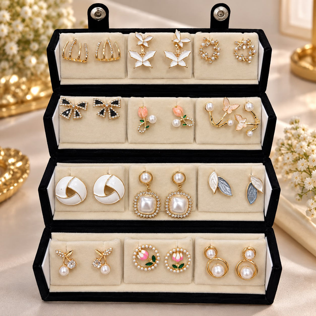 12 Pairs Earrings Set with Custom Name Box