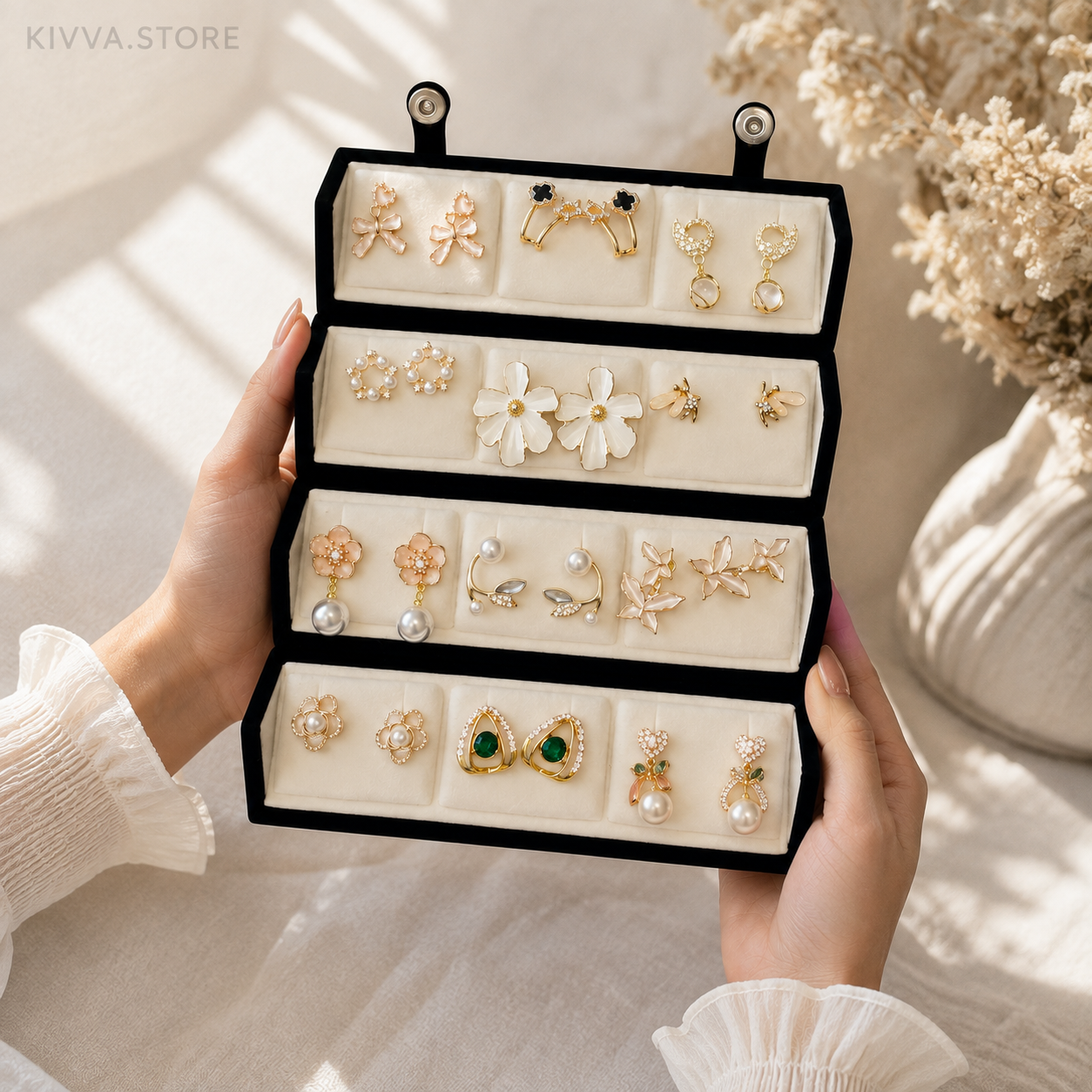 KIVVA 12 Pair Designer Earrings Set with Jewelry Box | Women & Girls