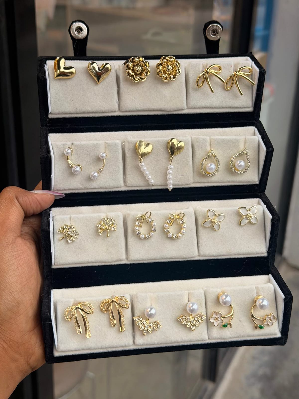 KIVVA Oxidized Designer Stud Earrings Set of 12 with Folding Jewelry Box | Traditional & Modern Earring Set for Women & Girls