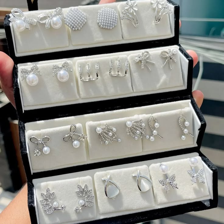 KIVVA Oxidized Designer Stud Earrings Set of 12 with Folding Jewelry Box | Traditional & Modern Earring Set for Women & Girls