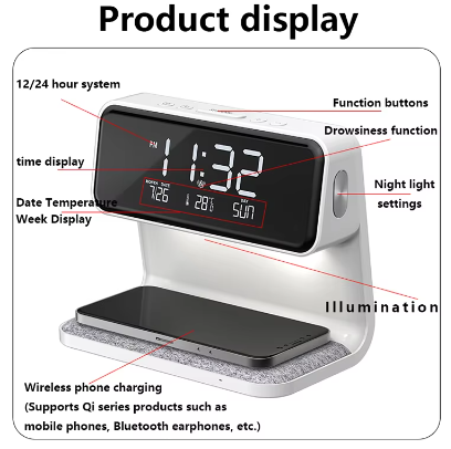 RELOJ DE MESA CON CARGA INALÁMBRICA